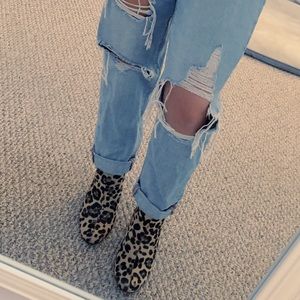 leopard block heel booties